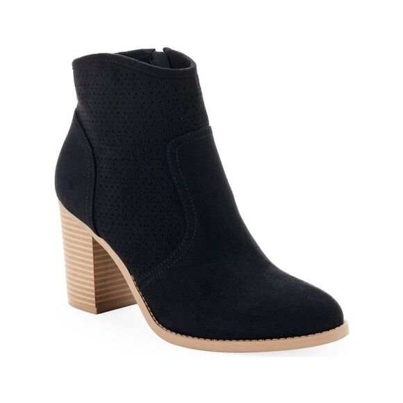 SUN STONE Shoes - SUN STONE Womens Black Almond Toe Block Heel Zip-Up Dress Booties 10